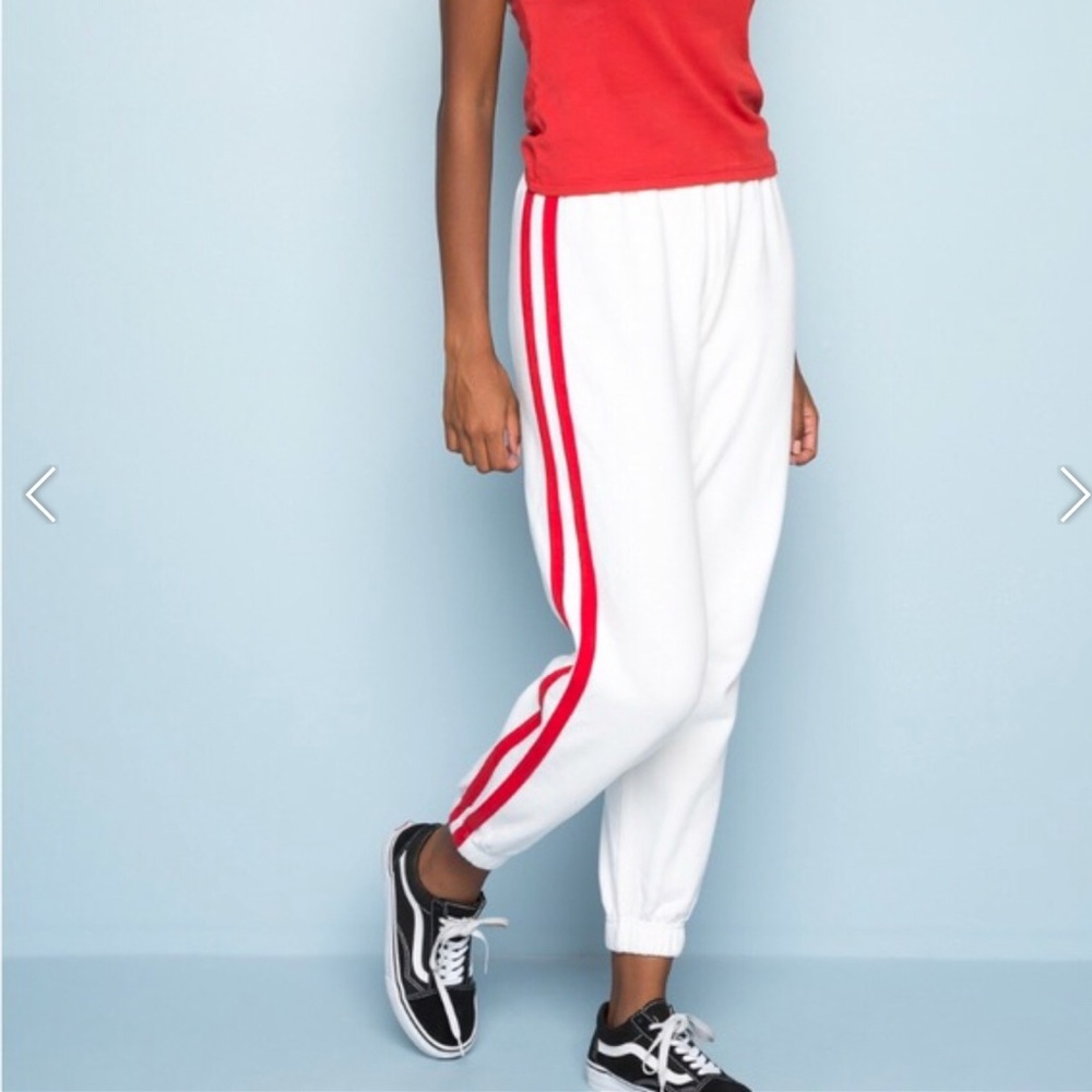 White and red striped sweatpants